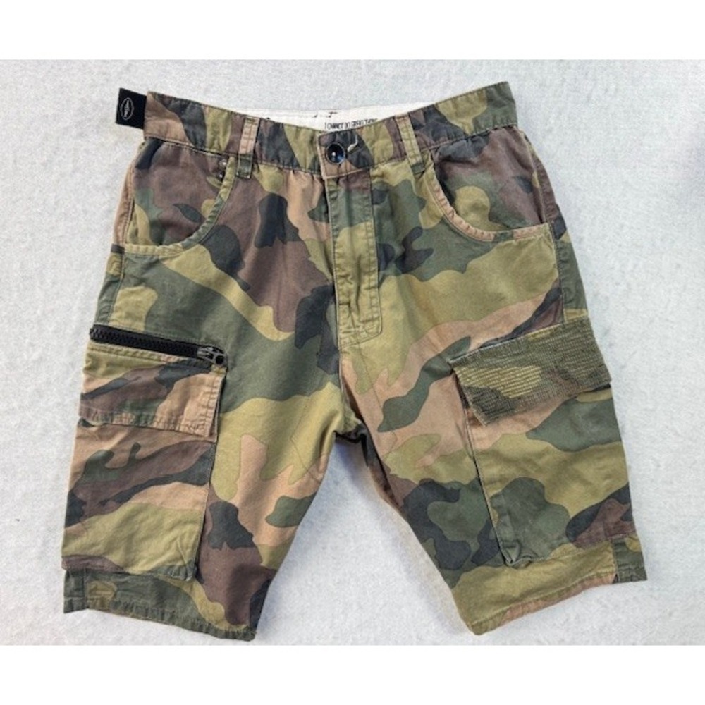Maden Camo Cargo Shorts Sz 28 Cannot do Great Things Grunge EUC‎